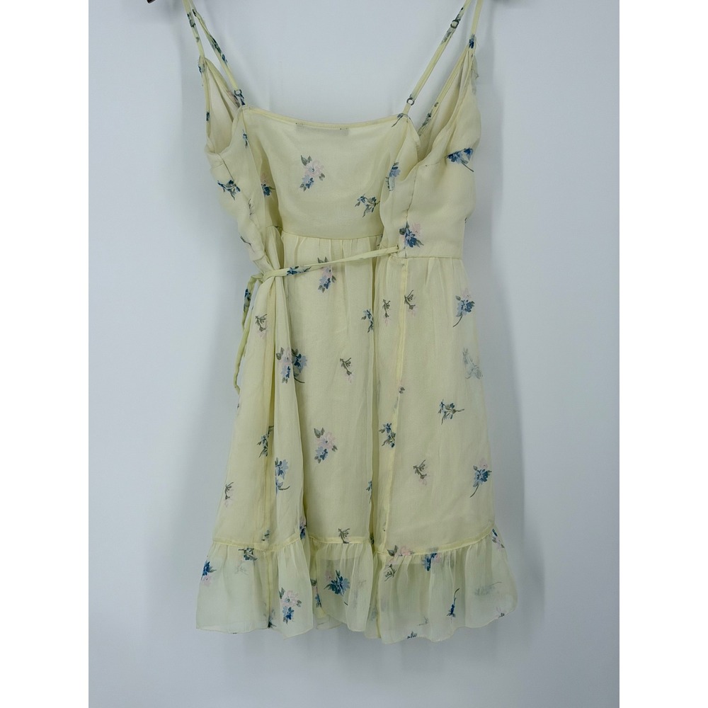 Abercrombie & Fit Womens Wrap Dress Y2K Small Butter Yellow Romantic Cottagecore - Picture 5 of 11